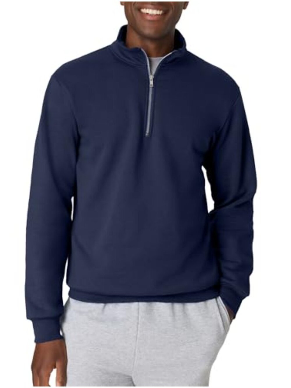 Hanes Quarter-Zip Pullover Midweight Fleece Cotton Blend Sweatshirt Men